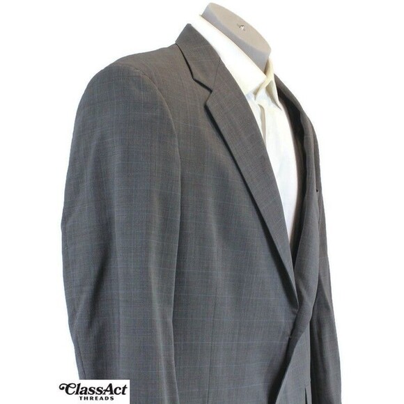 Hart Schaffner Marx 2 Piece Suit Gray Glen Plaid Wool 2 Btn 42L 37" Waist - Picture 5 of 11